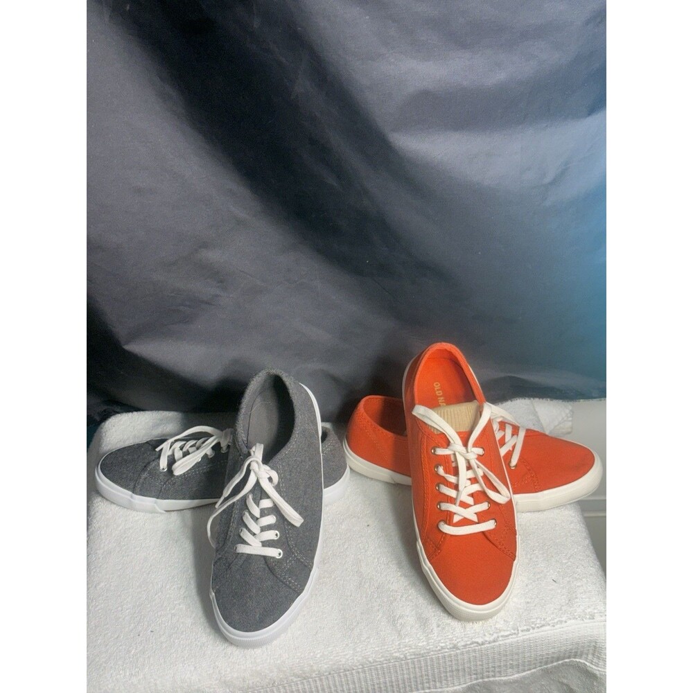 2 Pairs sneakers Old Navy Gray& Orange ( Keds Style) sz9